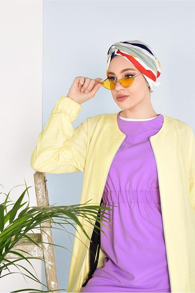 TRENDTESETTÜR Γυναικείο μπουφάν με κίτρινο φερμουάρ Crew Neck - T 1617