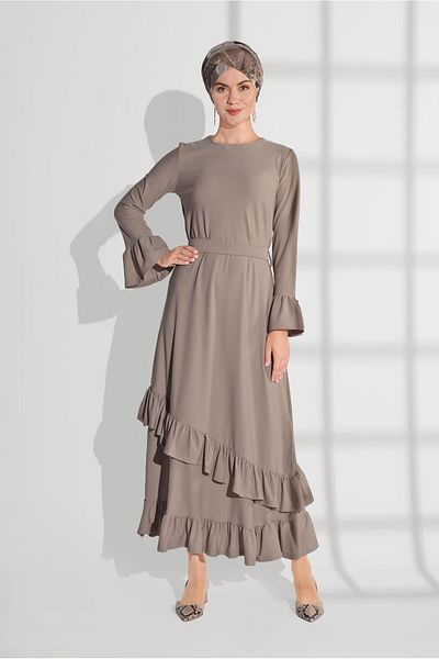 TRENDTESETTÜR Γυναικείο φόρεμα με μανίκια βιζόν και φούστα με βολάν 2216