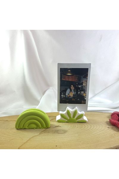 Melouro Pistachio Green Daisy and Rainbow Set of 2 Holder - Note Holder and Name Holder