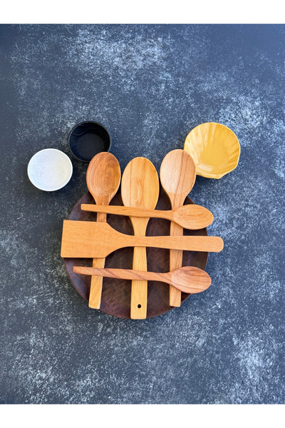 Serengeti Handmade Set of 7 Beech Wood Spoons – Part of Your Natural, Healthy, and Aesthetic Kitchen