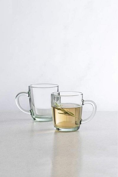 Paşabahçe 55531 Aware Basic Glass Set of 2 340Cc Tea Coffee Mug Cups with Handle