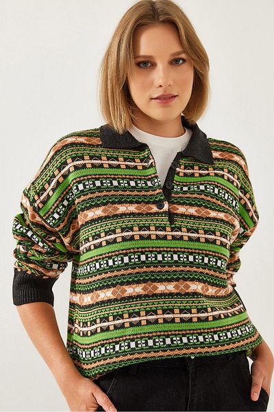 Bianco Lucci Women's Oversize Sweater with Buttons 241156 60251981