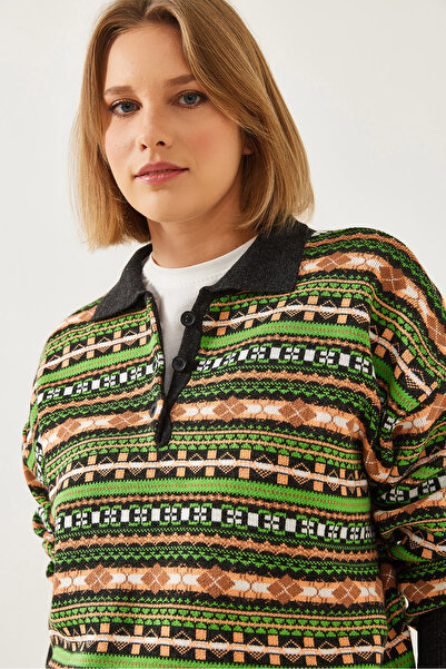 Bianco Lucci Women's Oversize Sweater with Buttons 241156 60251981