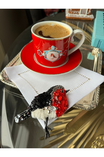 Hatice sakallı design Birdstone Coffee Side Presentation Napkin Compatible with 1 Cup