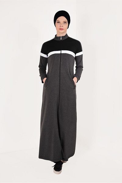 TRENDTESETTÜR Boydandan Zippered Double Color Ferace - t 9438