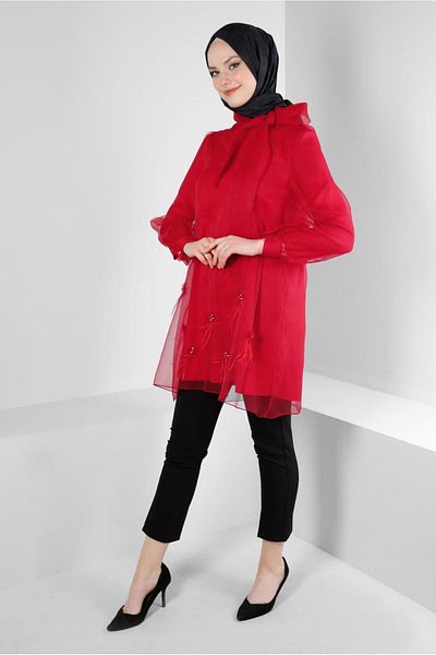 Alvina Tunic with Tie Collar and Accessory Detail - 43577