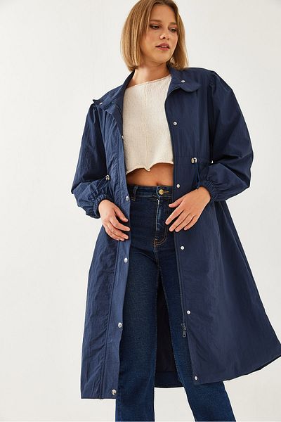 Bianco Lucci Langer Damen-Regenmantel mit elastischem Bund 5939 60351240