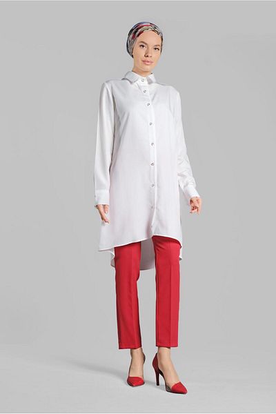 TRENDTESETTÜR Women's Red Pocket Carrot Trousers 4002