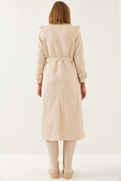 Bianco Lucci Women's Garni Windbreaker Detail Clamshell Trench Coat 2488 60261003