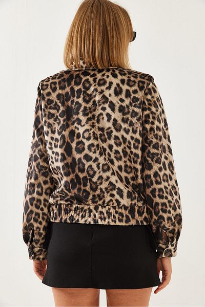 Bianco Lucci Women's Leopard Print Zippered Coat 241001 60261009