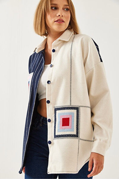 Bianco Lucci Γυναικείο πουκάμισο με κέντημα τσέπης 60351227