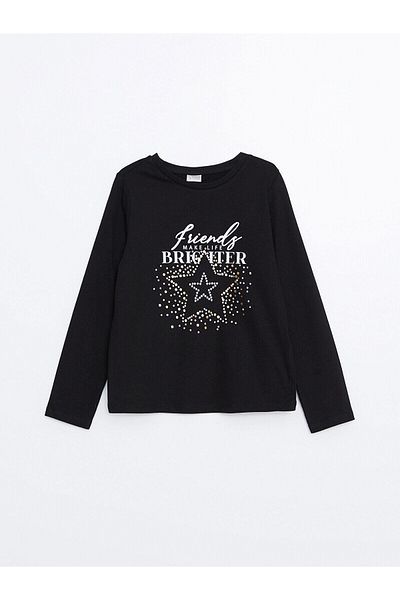 LC Waikiki LCW Παιδικό μπλουζάκι με λαιμόκοψη για κορίτσια