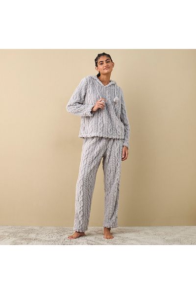 FAV Textured Hooded Top and Pyjama Set