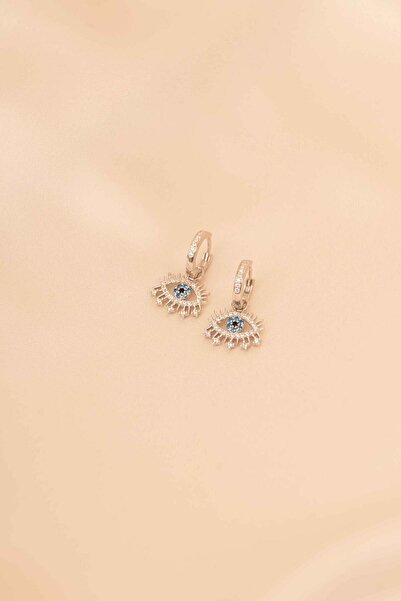 eva silvera 925 Ayar Gümüş Sallantılı Göz Küpe Nazar Boncuklu Küpe Mavi Zirkon Taşlı Küpe