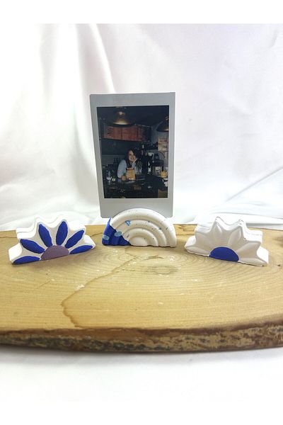 Melouro Navy Blue Design Daisy and Rainbow 3-Piece Photo and Card Holder Set, Note Holder, Note Name Holder Set