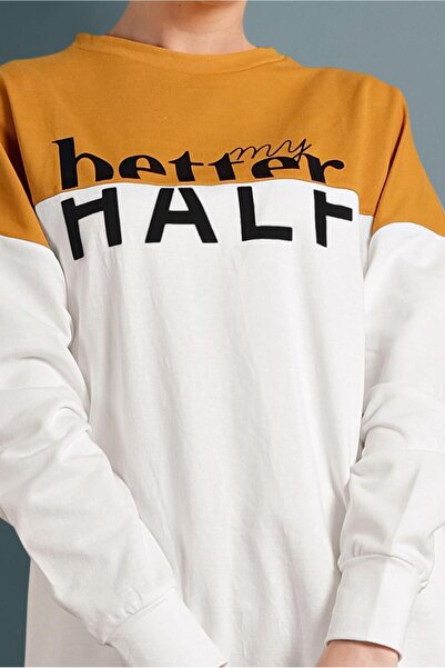 TRENDTESETTÜR Orange Women's Tunic 537 - Double Color Lettering Detail