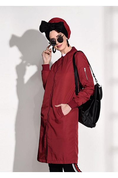 TRENDTESETTÜR Trench Coat t 043 with Zipper Detail on Sleeve