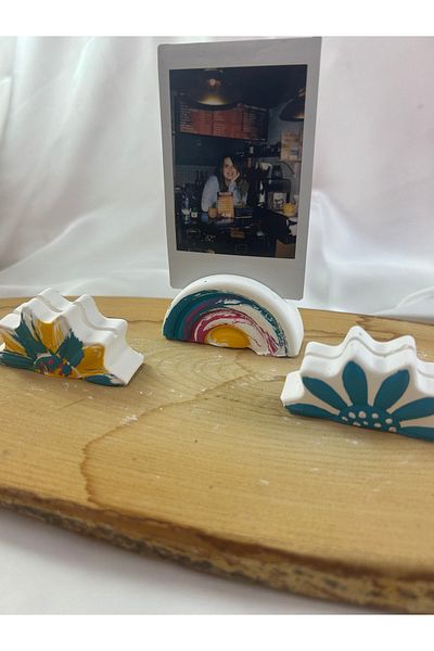 Melouro Set of 3 Daisy and Rainbow Photo and Card Holder - Note Holder and Name Holder