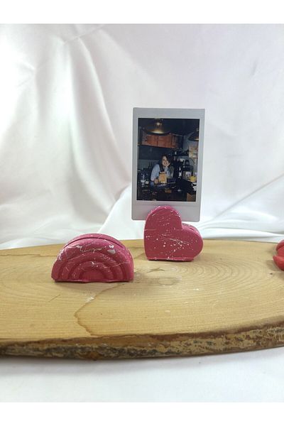 Melouro Fuchsia White Rainbow and Heart Hand - Set of 2 Photo and Card Holder
