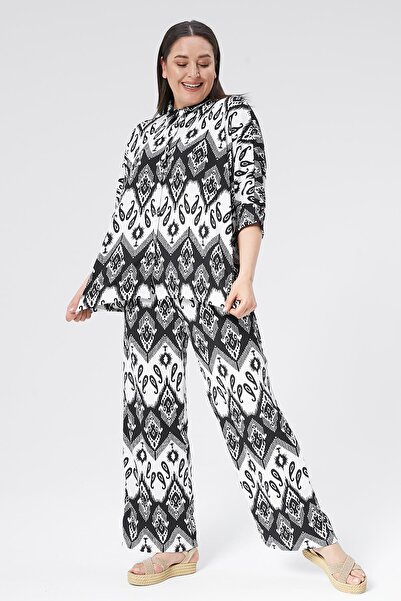 Ebsumu Women's Plus Size Bottom Top Loose Black Suit