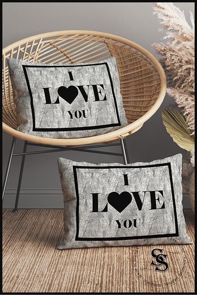SasoHome Husă de pernă cadou imprimată digital cu litera „I Love You”.