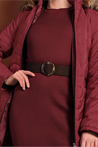 TRENDTESETTÜR Red Hooded Women's Puffer Jacket - 1008