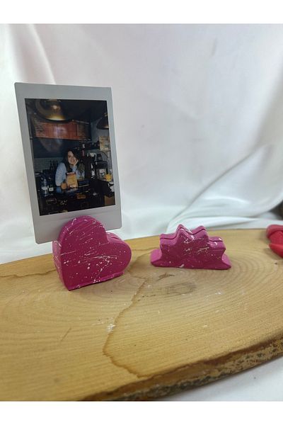 Melouro Fuchsia White Set of 2 Splatter Daisy and Heart - Photo and Card Holder, Note Holder