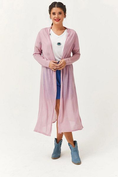 Ebsumu Tricotaj lungi pentru damă Cardigan pudră