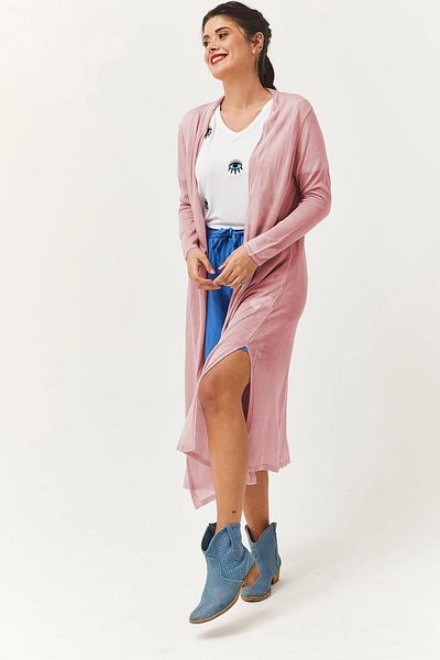 Ebsumu Tricotaj lungi pentru damă Cardigan pudră