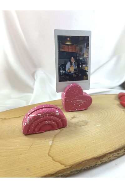 Melouro Fuchsia White Rainbow and Heart Hand - Set of 2 Photo and Card Holder