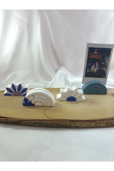 Melouro Navy Blue Daisy and Rainbow 4-Piece Photo and Card Set - Note Holder and Name Holder