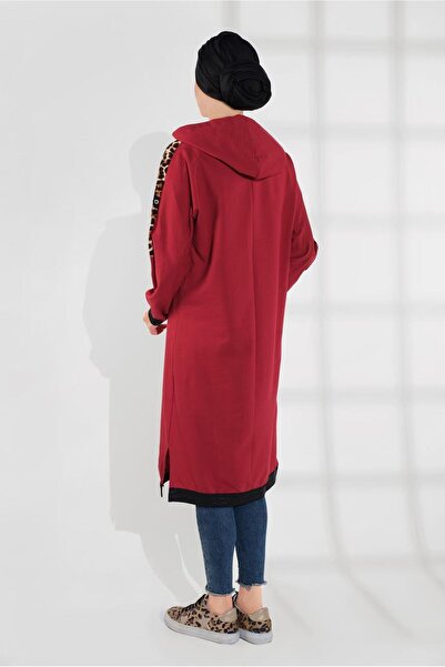TRENDTESETTÜR 635 Model Leopard Print Hooded Tracksuit Tunic