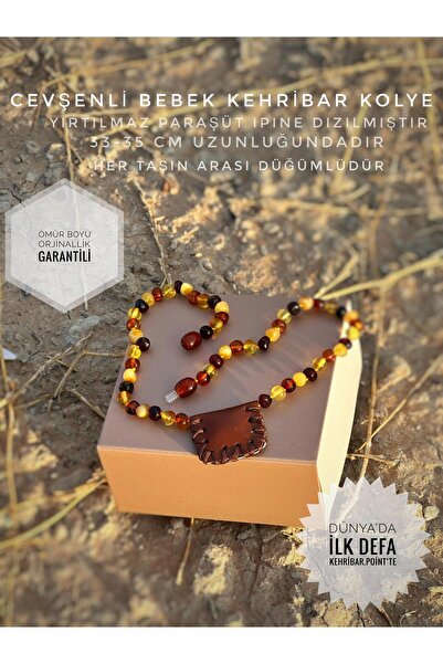 kehribar point Cevşenli Bebek Kehribar Kolye