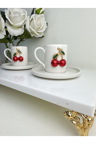 WERONY 2-Piece Craç Figured Porcelain Coffee Cup Set - 4 Pieces
