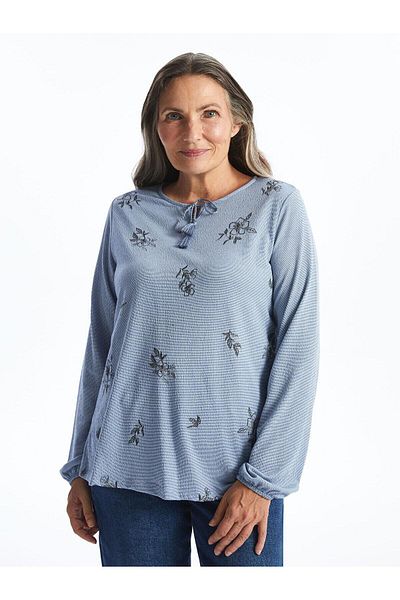 LC Waikiki Bluză florală pentru femei LCW Grace cu guler în dungi