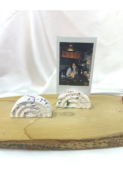Melouro Colorful Splatter Rainbow Set of 2 Photo and Card Holder, Note Holder, Note Holder Set
