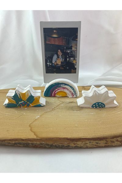 Melouro Space Blue Daisy and Rainbow Set of 3 - Photo and Card Holder, Note Holder and Name Holder