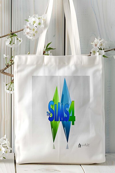 ART HEDİYE حقيبة كتف من القماش مطبوعة من لعبة سيمز موديل 3