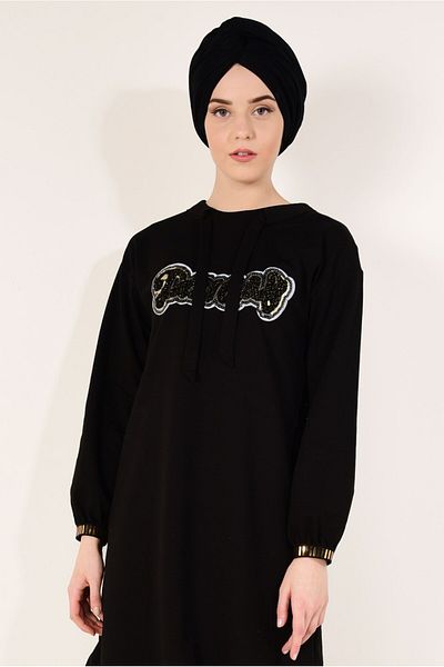 TRENDTESETTÜR Women's Black Printed Sports Tunic - t 3157