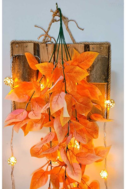 OSO HOME OSOHOME 5 Dallı 75 cm Turuncu Yapay Sarkıt Yaprak Dekoratif  Dikey Bahçe Dekorasyon