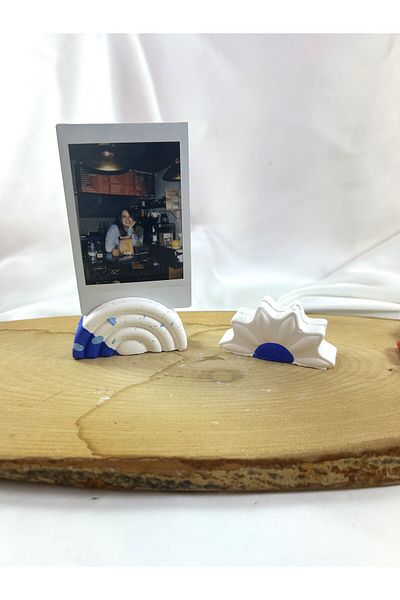 Melouro Navy Blue-White Cloud Design - Daisy and Rainbow 2-Piece Photo and Card Set, Note Holder Set