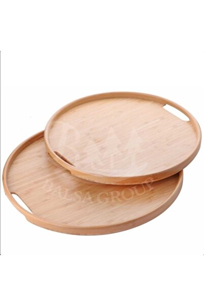 BALSA 2'li Bambu Yuvarlak Tepsi BMB85