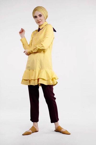 TRENDTESETTÜR Women's Yellow Skirt Flywheel Tunic 8470