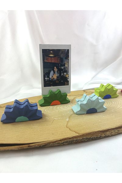 Melouro Blue and Green Daisy 4-Piece Photo and Card Set - Note Holder and Name Holder
