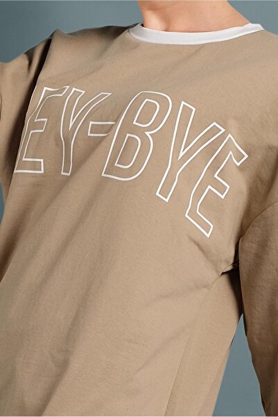 TRENDTESETTÜR Women's Beige Text Detailed Colored Tunic 237