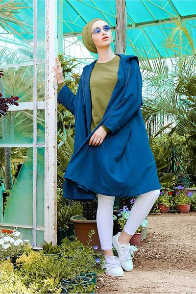 TRENDTESETTÜR Γυναικεία Μπλε Navy (INDIGO) Μπλε Μπλε Καμπαρντίνα Oversize Trench Coat 60044