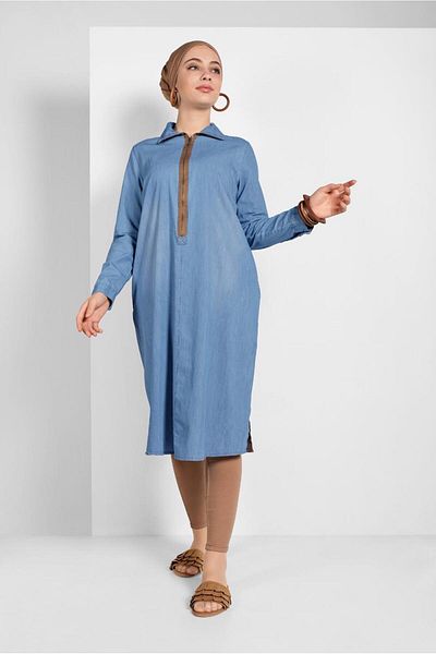 TRENDTESETTÜR Γυναικείο τζιν τουνίκ με φερμουάρ μπλε (A. BLUE) 34915