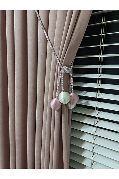 venedik home Luxury Velvet Textured 1X3 Close Pleat - High Quality Accessory Gift, Powder Color Island Background Curtain