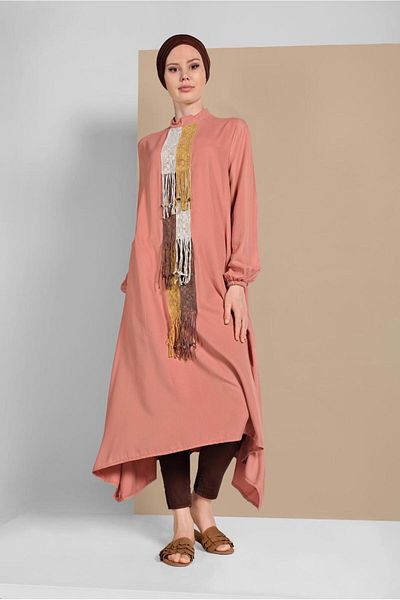 TRENDTESETTÜR Women's Powder (SOMON) Lace Detailed Tunic 76025