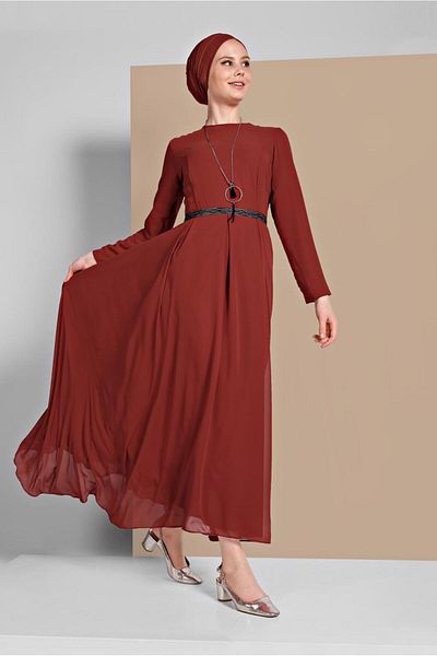 TRENDTESETTÜR Γυναικεία Καφέ (ΤΟΚΟΥ) Φούστα Φόρεμα σιφόν 3215